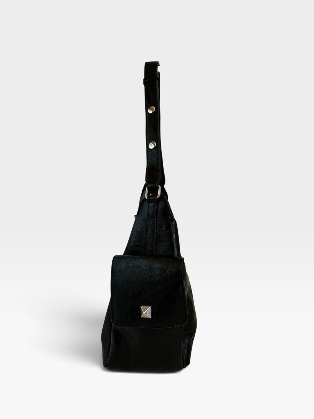 CK&HR Black Shoulder Bag Hobo Purse Y2K Slouchy Multi Pocket - Picture 3 of 6